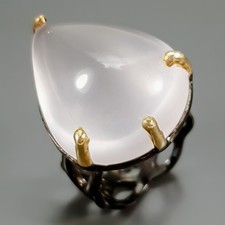 Handmade 60 ct Natural Rose Quartz Ring 925 Sterling Silver Size 9 /R437598