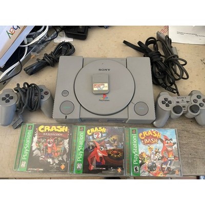 Sony PlayStation 1 PS1 Console Bundle w/Crash Bandicoot 1+2+ crash Bash + 2 cont