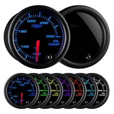GlowShift Tinted 7 Color 300F Oil Temperature Gauge Kit - Includes 1/8-27 NPT...