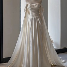 Boho Wedding Dress Backless Satin Bride Dresses for Women Country Bridal Gowns
