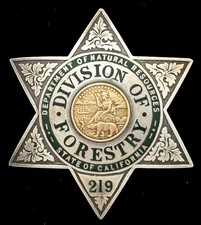 California Division of Forestry CDF - 1940-1961 obsolete Ranger sterling BADGE