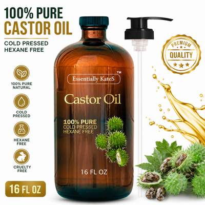 #ad Cold Pressed Organic Castor Oil in Glass Bottle 16 Fl Oz 100% Pure and Natur $20.36