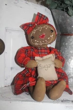 PRIMITIVE TINY GINGERBREAD GIRL DOLL DECOR