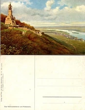 Vintage Germany Postcard Das Nationaldenkmal und Rudesheim Divided Back Unused
