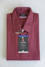 NWT Chaps Elite Performance Dress Shirt Men's Long Sleeve Burgundy/Red