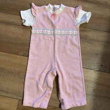 Vintage 70s Health Tex Baby Romper Pink Made USA Snap Jumpsuit 24 Mos