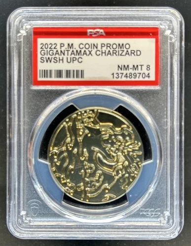 2022 Pokemon Coin Promo Gigantamax Charizard SWSH UPC PSA 8 NM-MT