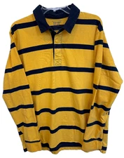 Old Navy Rugby Shirt Mens XL Yellow w Stripe Long Sleeve 100% Cotton