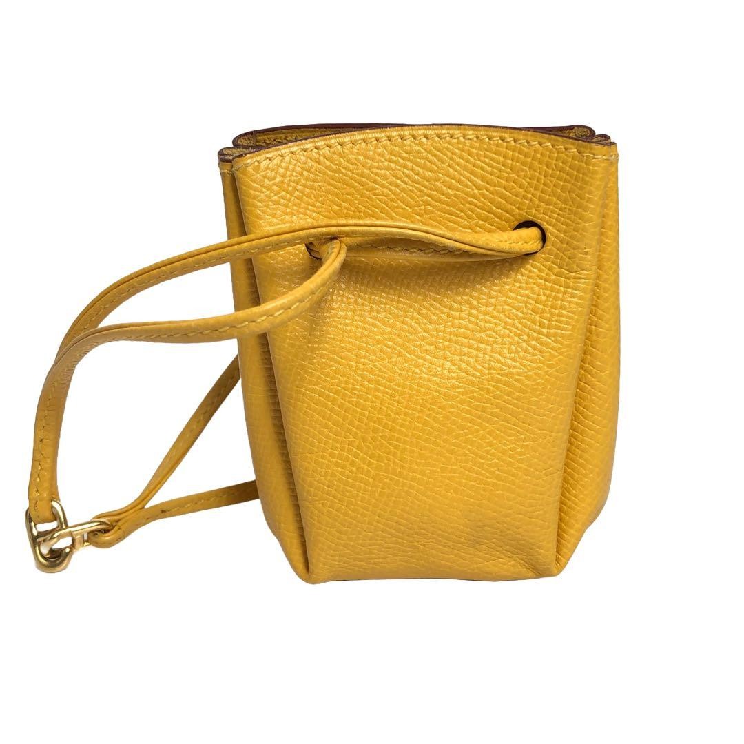 Hermes Vespa Mini Pouch Leather Yellow Authentic Bag Charm or