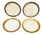 Set of 4 McCoy Pottery Graystone Salad Plates 7 1/2" – Speckled Drip Glaze USA S