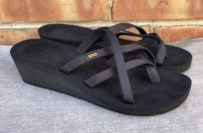 🔥 Teva • Mandalyn Flip Flop Wedge Slip On Sandals 1000099 Black