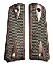 1911 Grips Full Size Double D Checkered Rosewood Grips +4 Gold screw NEW