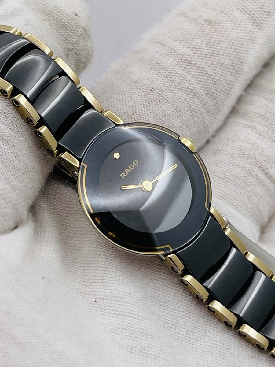 RADO DIASTAR ゴールド ブラック 時計 RADO DiaStar Coupole Blk Dial 24mm Scratchproof Ceramic