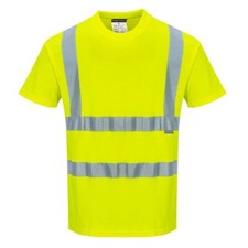 Image of Portwest Hi-Vis Cotton Comfort T-Shirt Short Sleeve Lightweight Reflective S170
