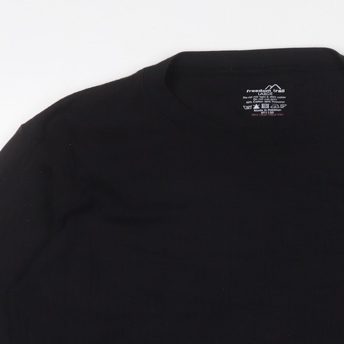 Freedom Trail Mens Black Cotton T-Shirt Size L Collared - Picture 3 of 10