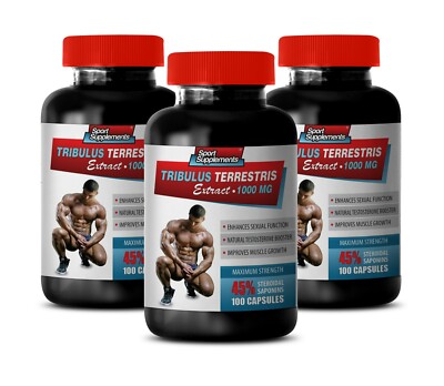  Saponins Extract - Tribulus Terrestris 1000mg testosterone 3 bottle 300 Caps