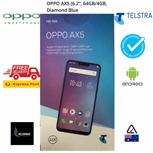 TELSTRA OPPO AX5 BLUE Octa Core 4GB Ram 6.2'' 64GB Dual Rear Cam AU STOCK SEALED - Picture 2 of 7