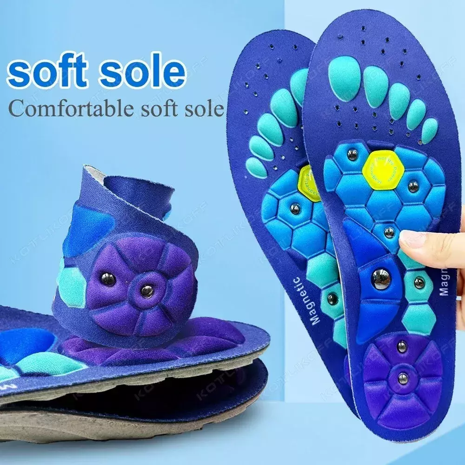 Magnetische Akupressur Einlegesohlen - 1 Paar, Mit 9 Magneten, Größe 40-43, Blau