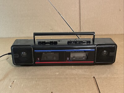 Sears AM/FM Stereo Radio Dual Cassette Recorder SR2000 Series Boombox ...