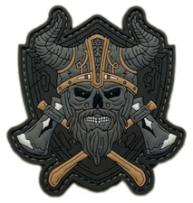 Viking Skull Axe Tactical Patch [3D-PVC Rubber -Hook Fastener - VS5]