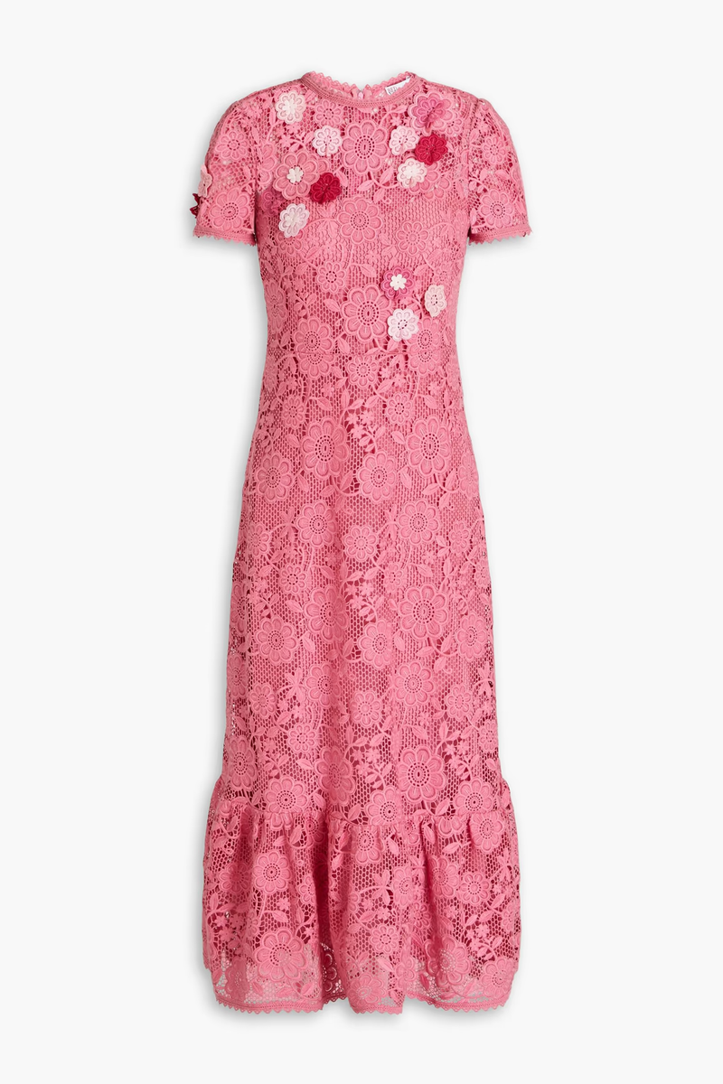 NWT $1,695 RED VALENTINO Floral-appliquéd macramé lace midi NWT $1,695 RED VALENTINO Floral-appliquéd macramé lace midi