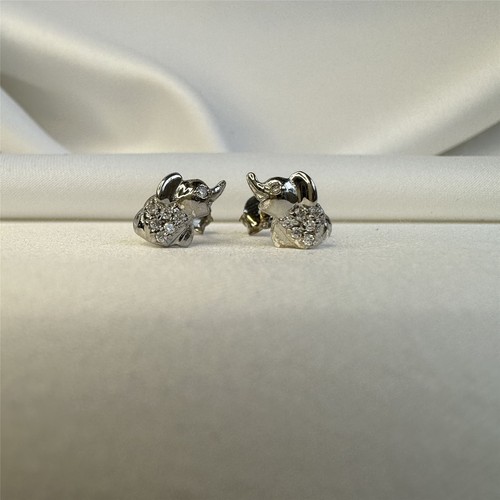 Sterling Silver & Clear CZ Crystal Elephant Stud Earrings Animal Safari - Picture 3 of 7
