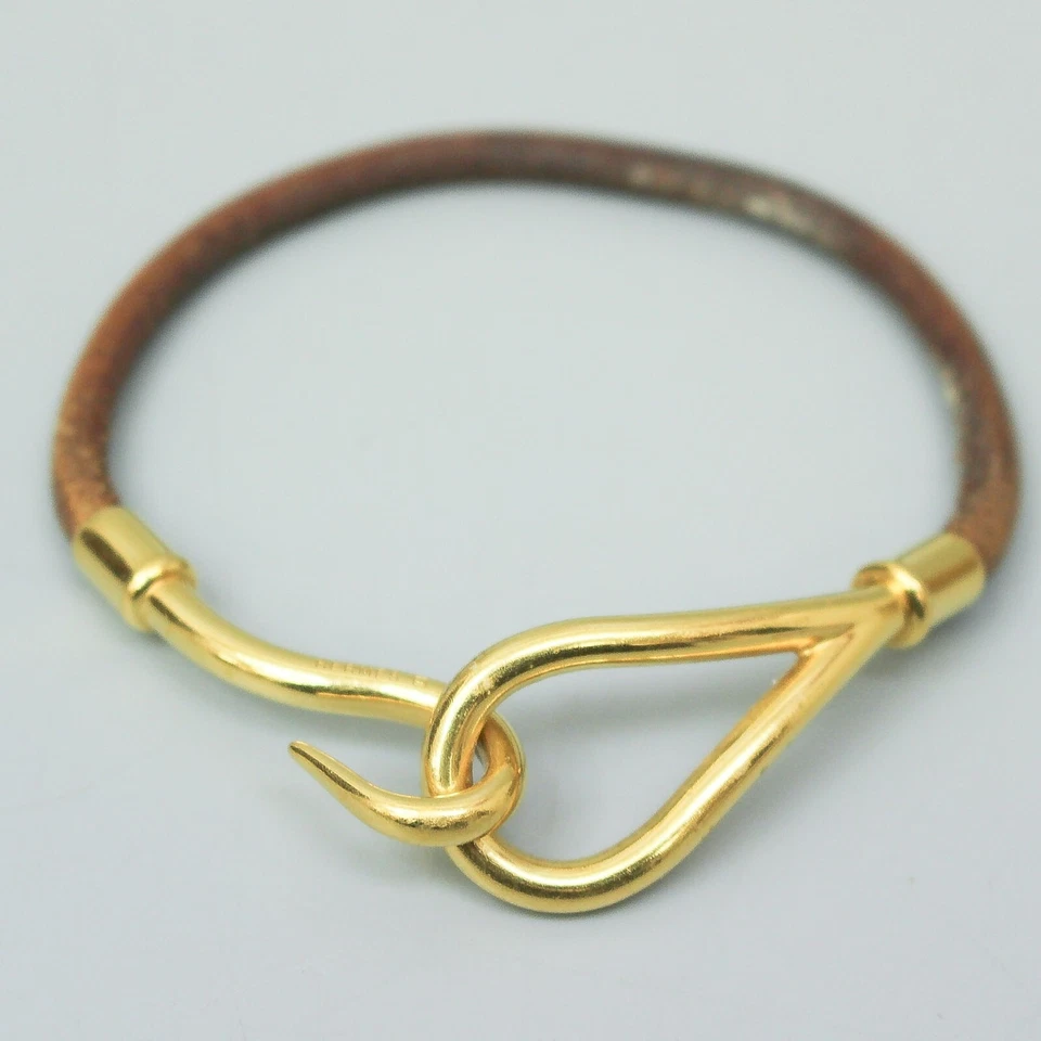 Brazalete Brazalete HERMES JUMBO Cuero Marrón Color Dorado Herrajes Foto 2 de 4