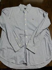 Ralph Lauren Mens Size XL Long Sleeve Cotton Button Shirt Blue Plaid Classic Fit