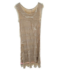 Women's Dress Maxi  Silk Party Italian Shredded Layer Sleeveless Plain Pleated