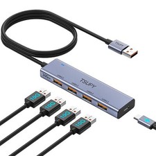 Usb Hub 3.2 Usb Splitter 10gbps 4 Usb 3.2 Ports With 4ft Extension Cableultrasli