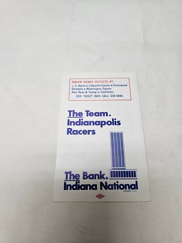 ES25 Indianapolis Racers 1975/76 WHA Hockey Pocket Schedule - IN National Bank - Picture 2 of 2