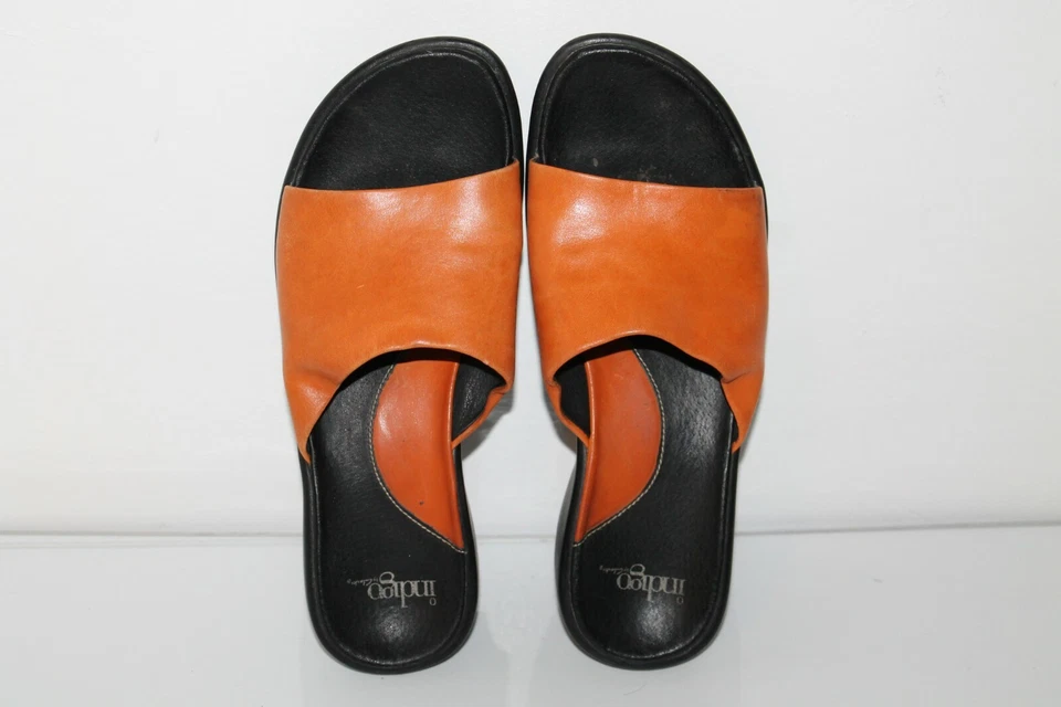 Сандалии-шлепанцы Indigo, #34329, оранжевые, кожаные, женские размер США 7 - Изображение 3 из 4