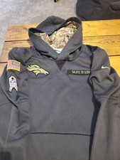 Nike Denver Broncos Onfield Therma-Fit NFL Hoodie Gray Youth L