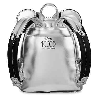 ☆Disney100周年限定Loungefly ミニープラチナムミニBackpack☆ Minnie Mouse Disney 100 Platinum Silver Loungefly Mini