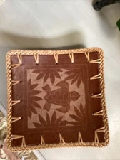 Earthenware Clay Terracotta Wicker Rim Square Turtle Plate Decorative