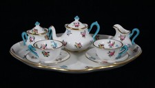 RARE VINTAGE CROWN STAFFORDSHIRE FLORAL BOUQUET 10 PC MINI / MINIATURE TEA SET