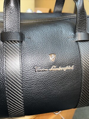 Lamborghini Tonino Carbon Fiber Zipper Black Leather Duffle Bag | eBay