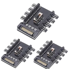 Splitter Cooling Fan Hub PC SATA 1 to 8 3Pin 12V Power Socket PCB Adapter 3Pcs