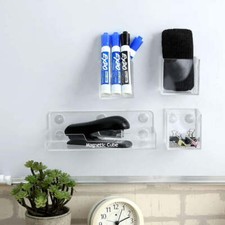 Magnetic Dry Erase Whiteboard Marker Holder Set w/ 1 Tray and 3 Detachable Boxes