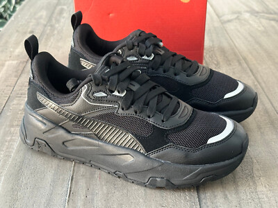 Puma Women's Regular Trinity Sneakers Size US 9.5 Black-Silver 395490 03 New