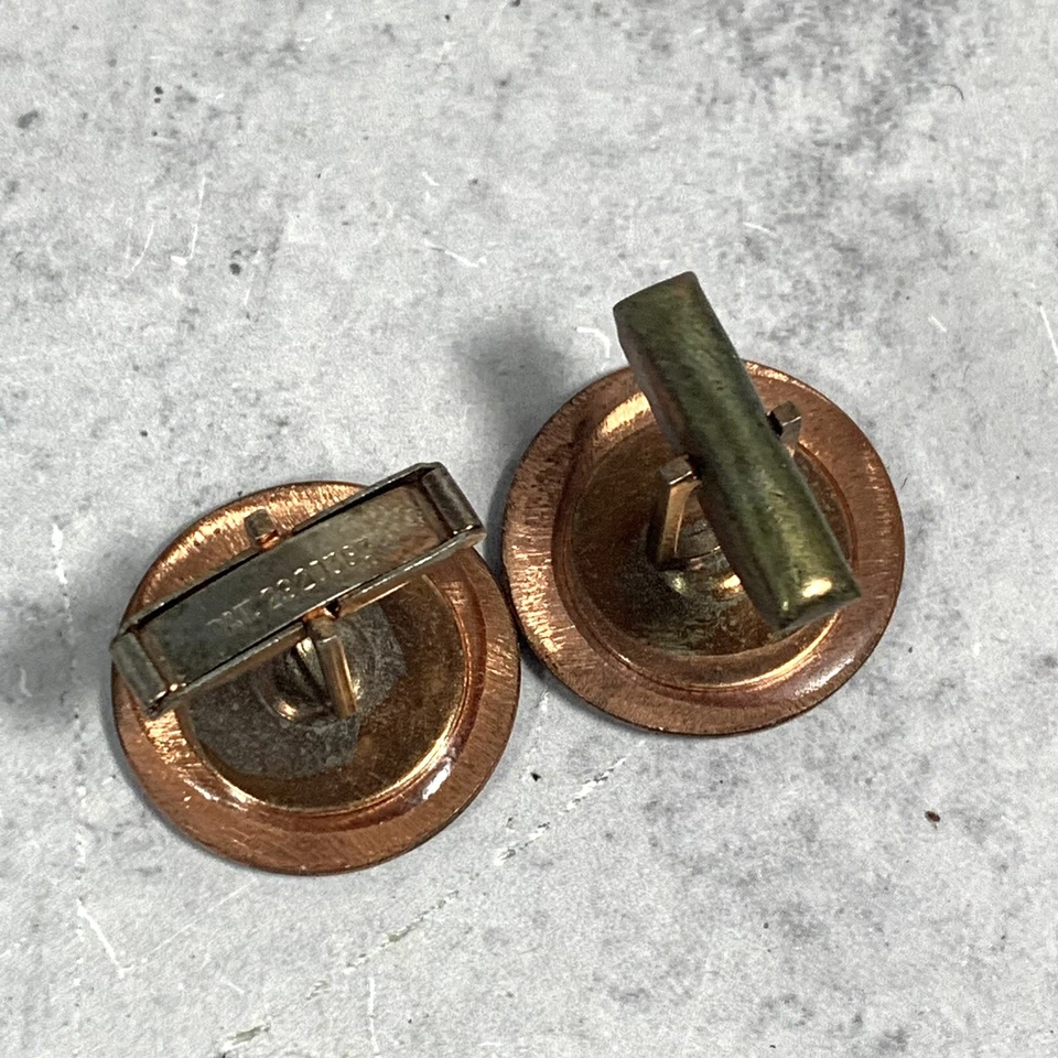 Abotoaduras esmaltadas cinza cobre década de 1960 - Imagem 2 de 4