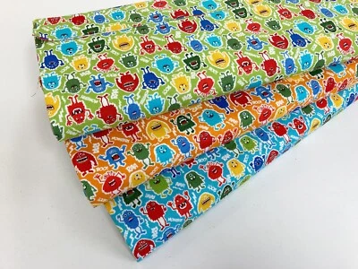 MAKOWER Monster Fabric Quilting Cotton Children's Alien Creature Novelty Craft Material