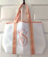 New Victoria's Secret Weekender Tote Mesh Bag White Orange Women's Spring Summer