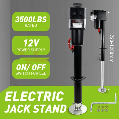 AU Electric Jack Stand Wheel 12v 1587kg Caravan Trailer Boat Stabilizer Leg HD - Picture 3 of 13