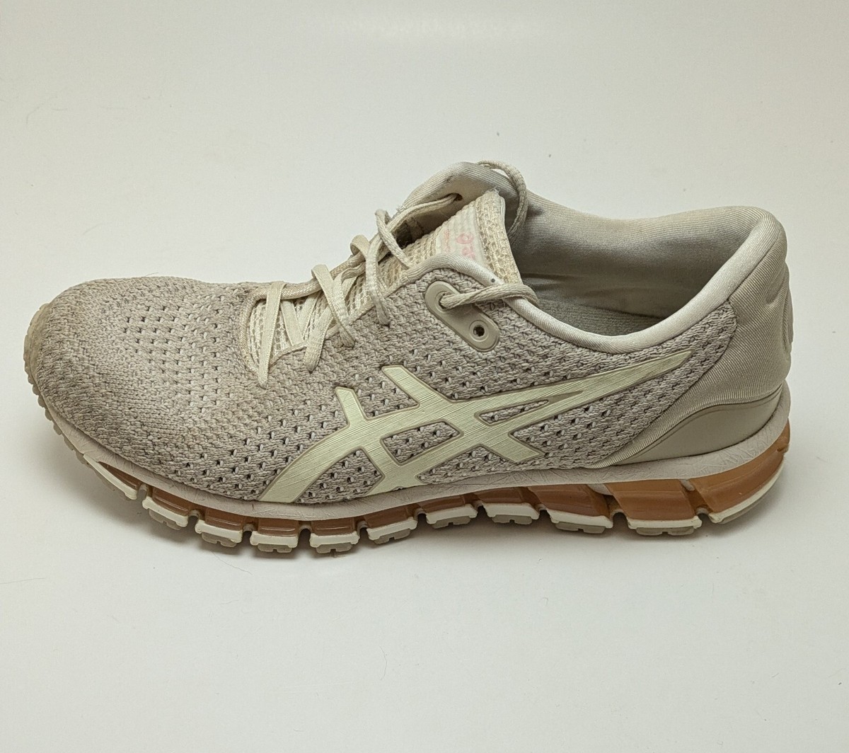 Womens ASICS Gel-Quantum 360 Beige Knit Lace Up Sneakers Shoes 