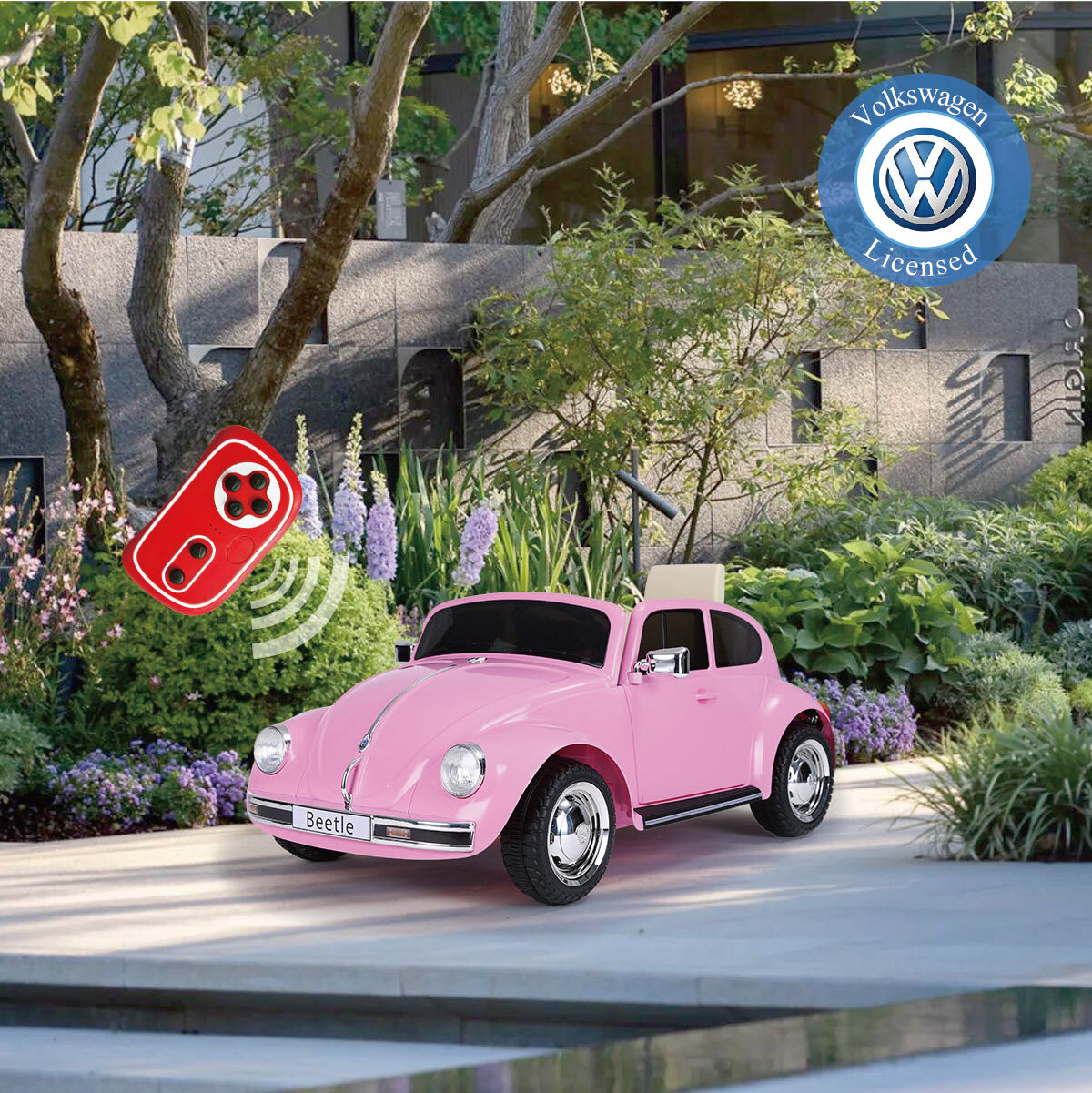 Volkswagen Beetle Licensed Kids Ride On Car 12V Electric Remote Control Pink