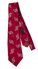 Giorgio Armani Necktie Mens Red 100% Silk Geometric Luxury Tie Designer Italy