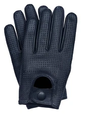 Riparo Men's Genuine Leather Mesh Driving Gloves - Black