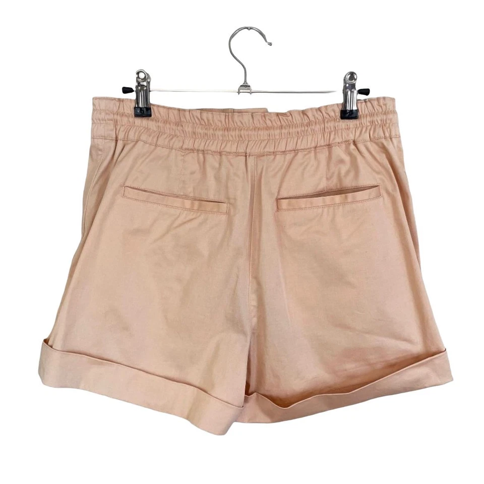 全新 Robert Rodriguez 小号桃色粉色高腰弹力棉质纸袋短裤 — 第 2/4 张图片