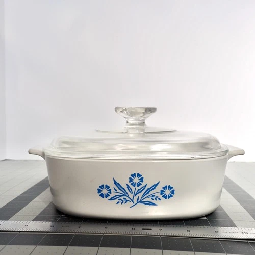 Vintage Corning Ware Blue Cornflower 2 QT A-2-B Casserole Dish w A-9-C Pyrex Lid